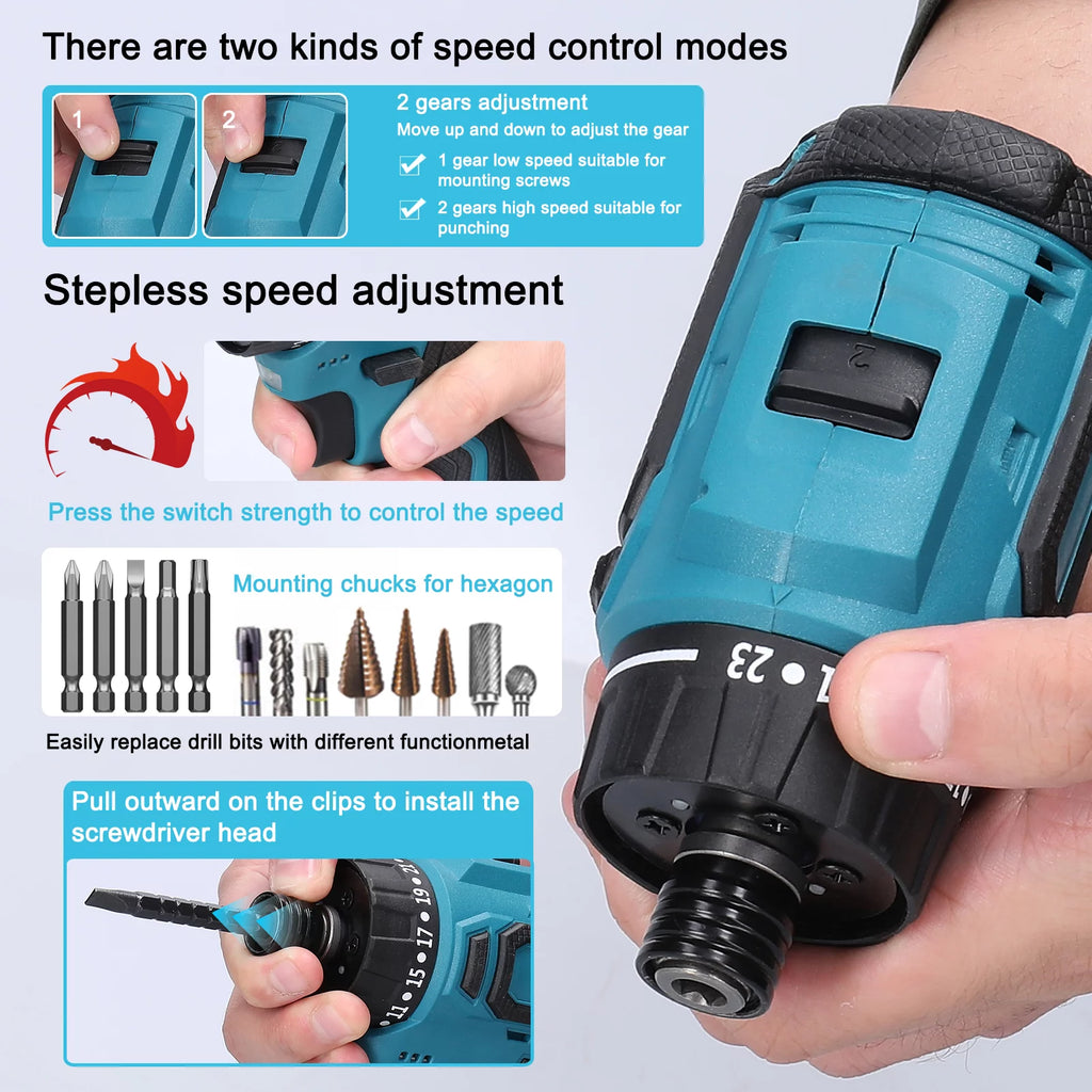 18V Torque Adjustable 2 Speed Brushless Electric Screwdriver N157