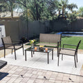 4 Pieces Textilene Patio Furniture Set with Loveseat Tea Table F73524