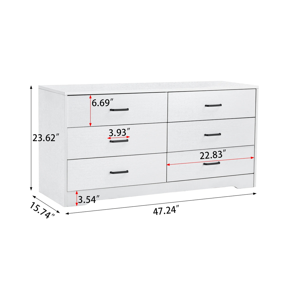 White 6 Drawer Wood Dresser Y5035