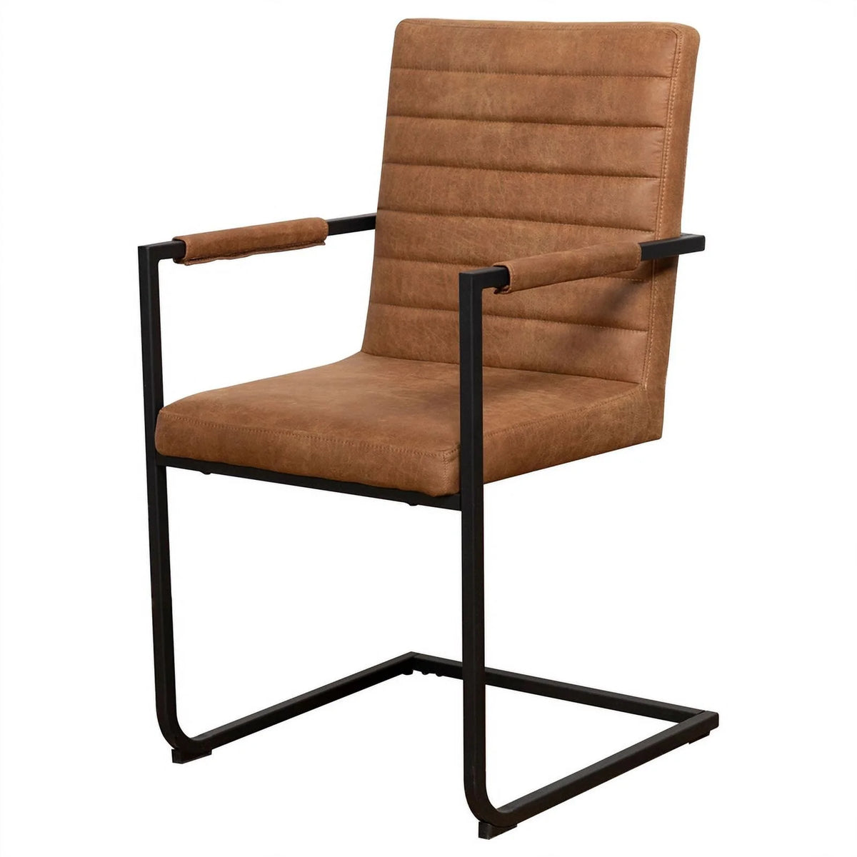 Brown and Black Faux Leather Arm Chair H203209