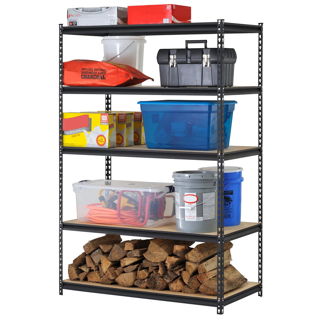 5-Shelf Steel Freestanding Shelving Unit Black X4736