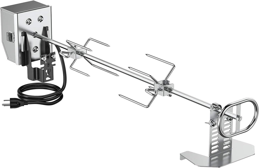 Stainless Steel Rotisserie Kit with 6 Watt 110V Electric Motor for Gas Grills, 28 × 0.35 Inch Hexagon Spit Rod Pack of 2 R8485