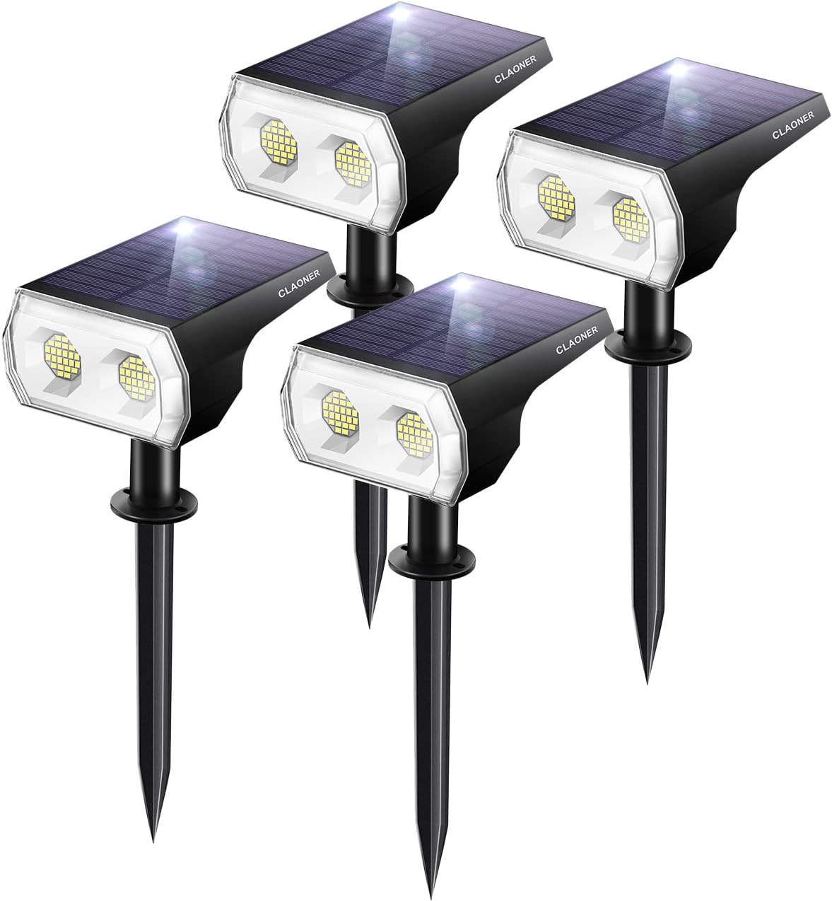 4 Pack Cold White Solar Landscape Spotlights C308