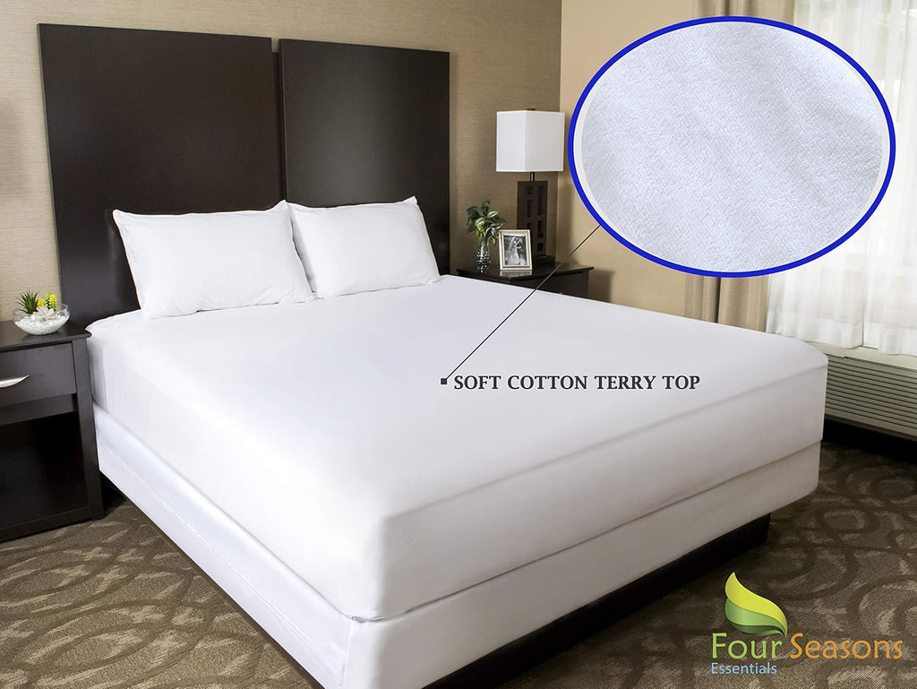 Queen Size Zippered Waterproof Cotton Terry Mattress Protector K418