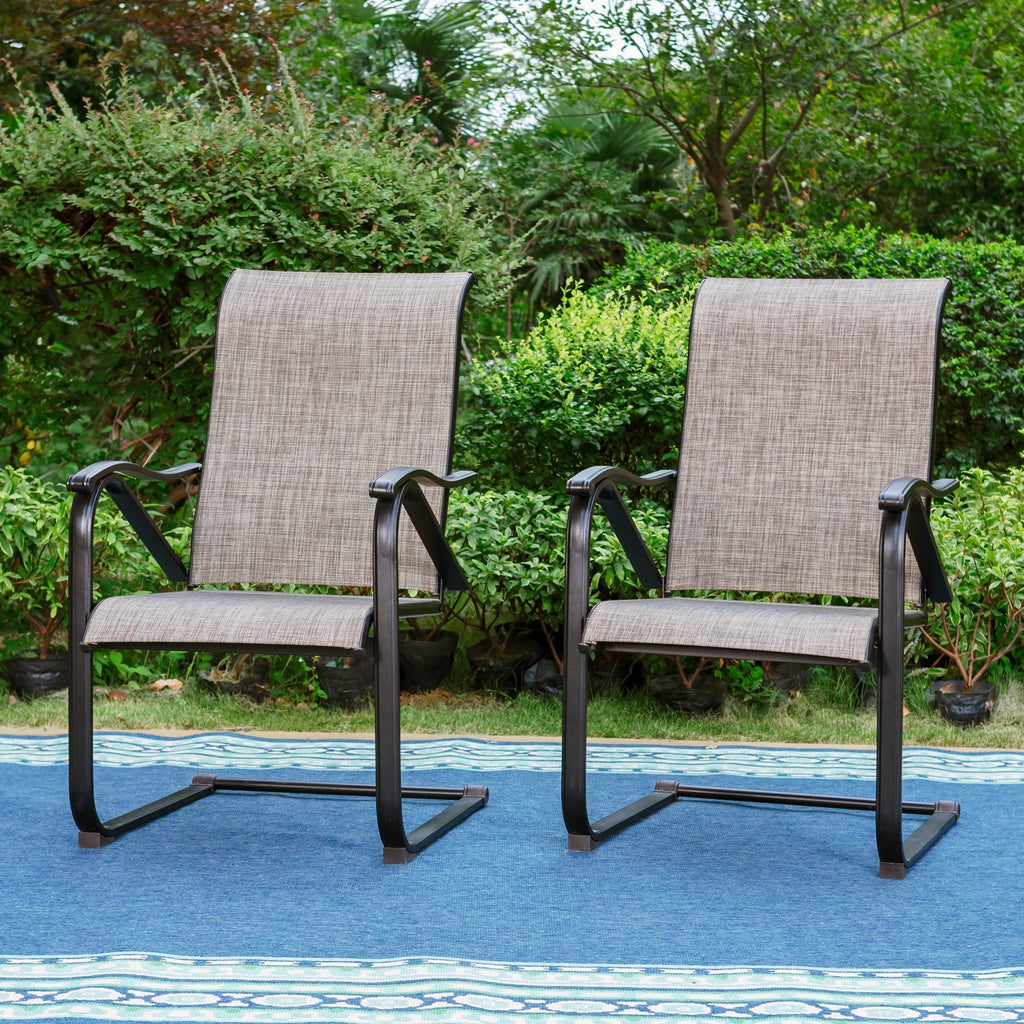 7-Piece Outdoor Patio Dining Set with 6 Rocking Chairs and 1 Metal Table V480423