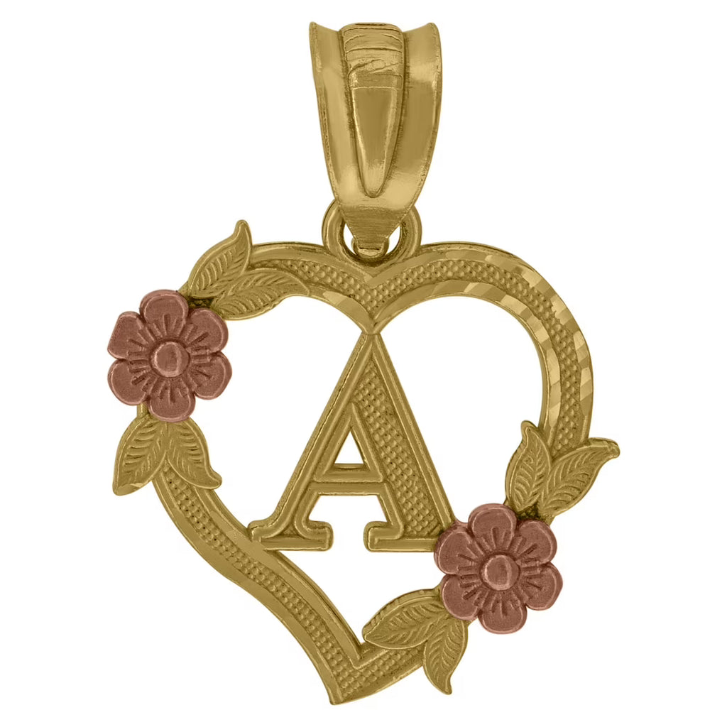 10k Gold Two tone Initial Charm Pendant Necklace K927918