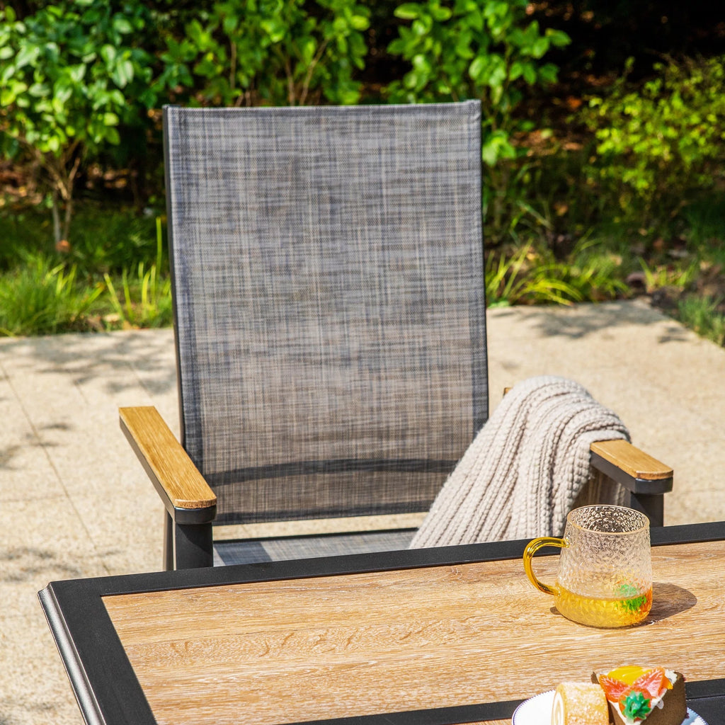 7 Pieces Outdoor Patio Dining Set with Stackable Chairs and Metal Table L82755