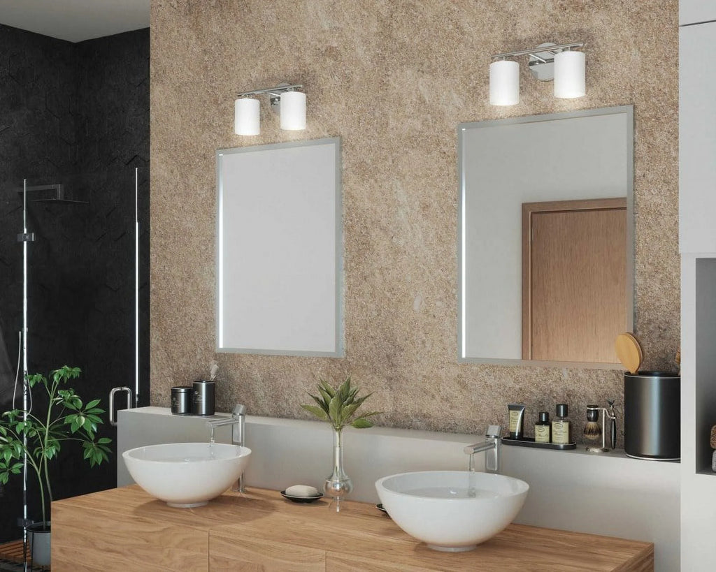2 Light Textured Black Etched Glass Bath Vanity Light A14530