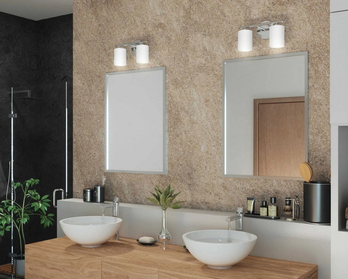 2 Light Textured Black Etched Glass Bath Vanity Light A14530