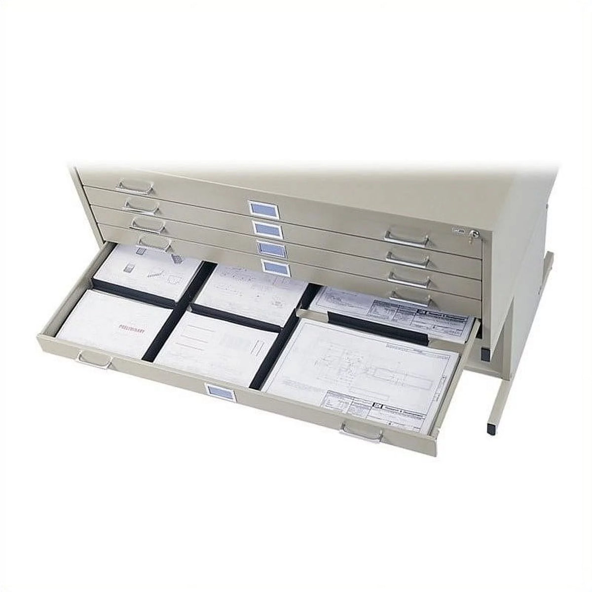 5 Drawer Flat File Cabinet with Closed Base in Brown B36634