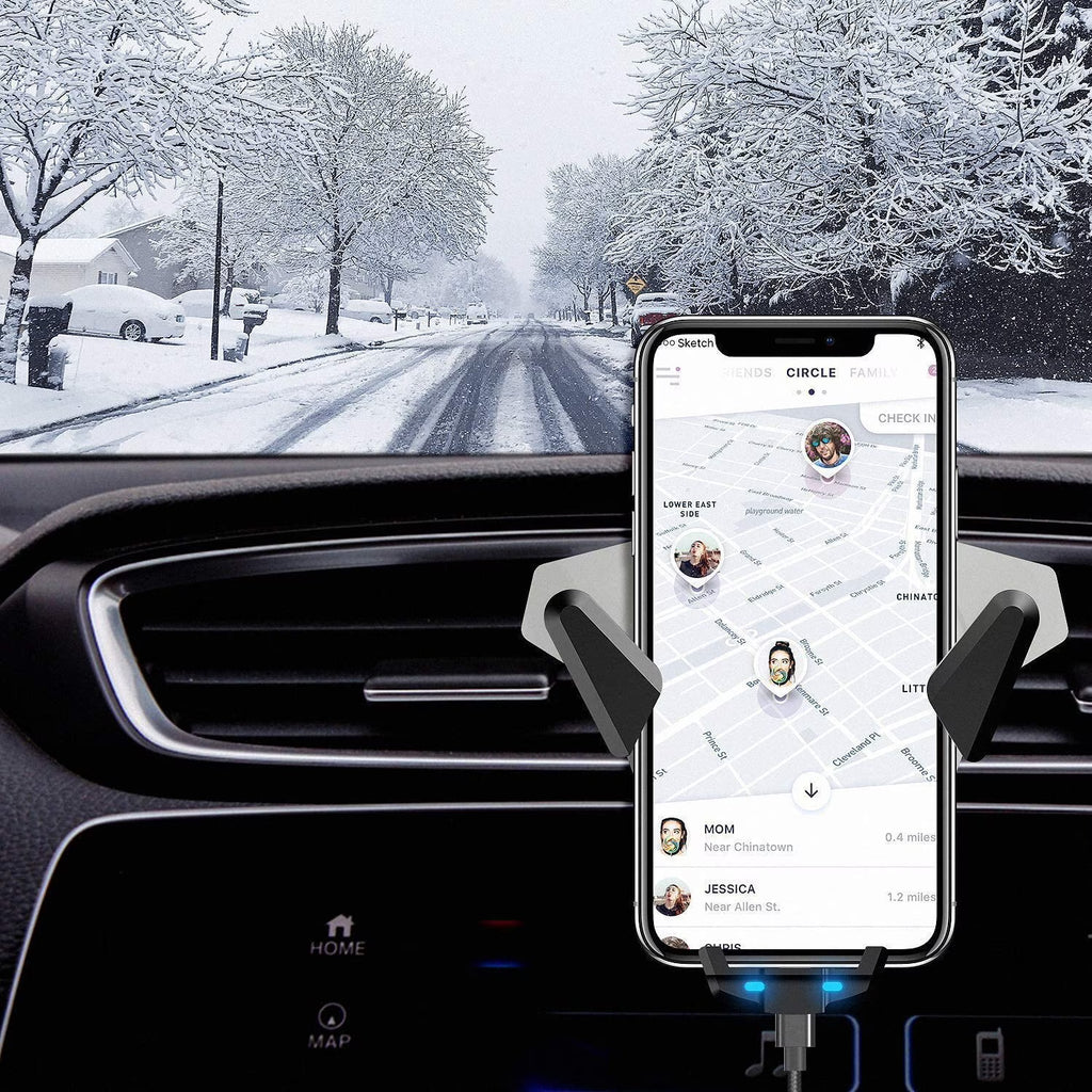 Wireless Charging Car Vent Cellphone Mount Silver J669205