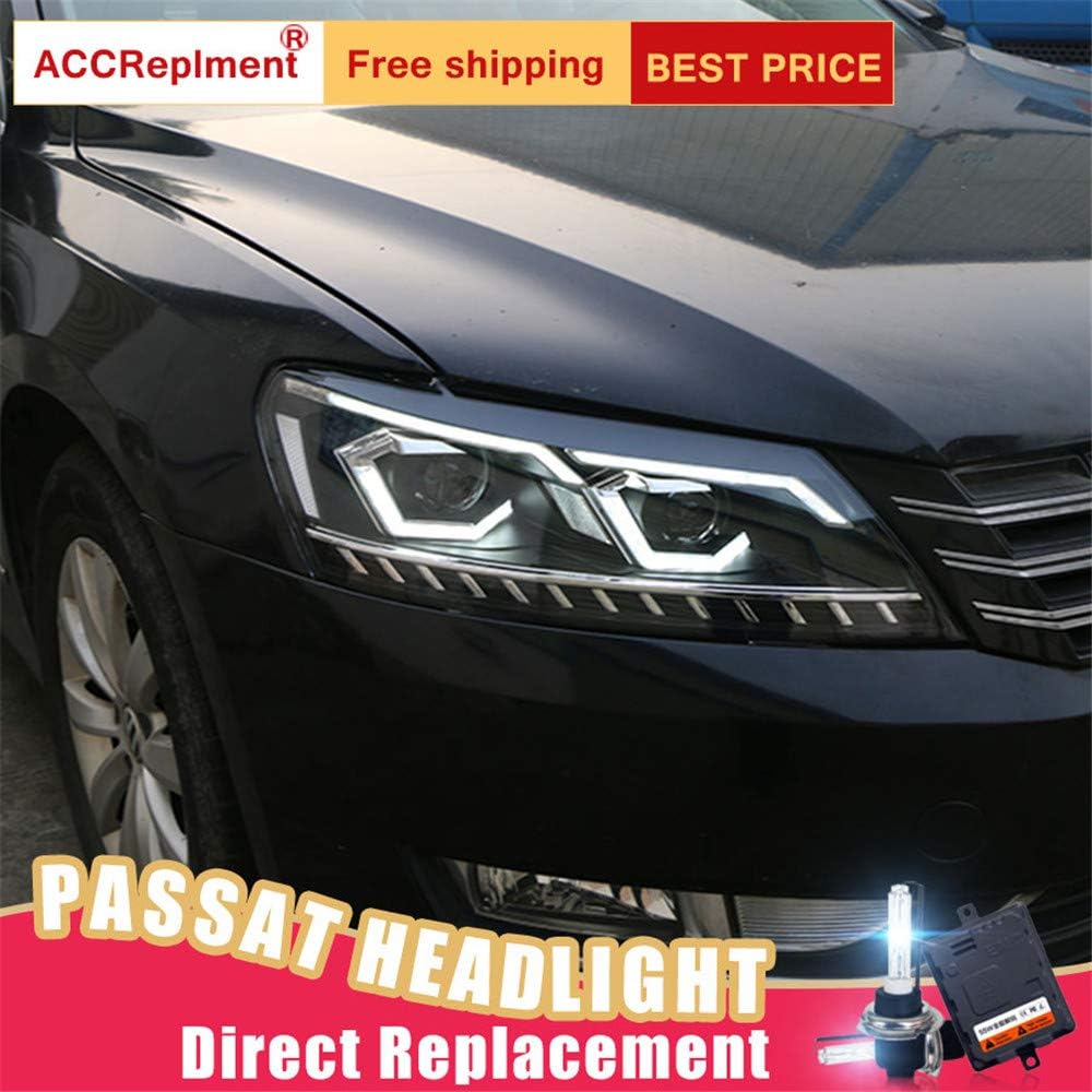 2PCS Headlight Assemblies Bi-Xenon Projector Double Beam HID With LED Daytime Running Lights Y9169