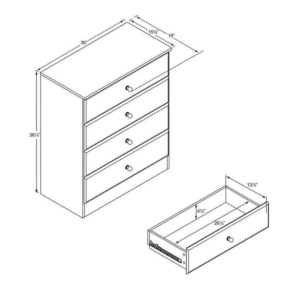 4-Piece Set with 2 Nightstands Double Dresser 4-Drawer Chest Y626
