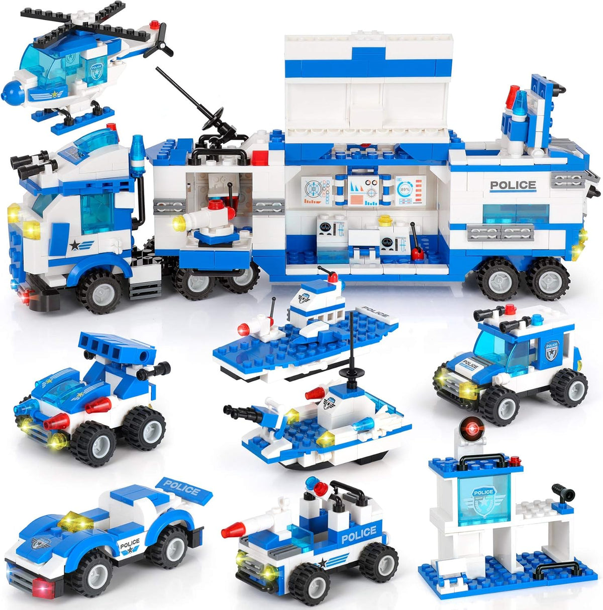 1338 Pieces Police Station Building Blocks Set with Storage Box X429987