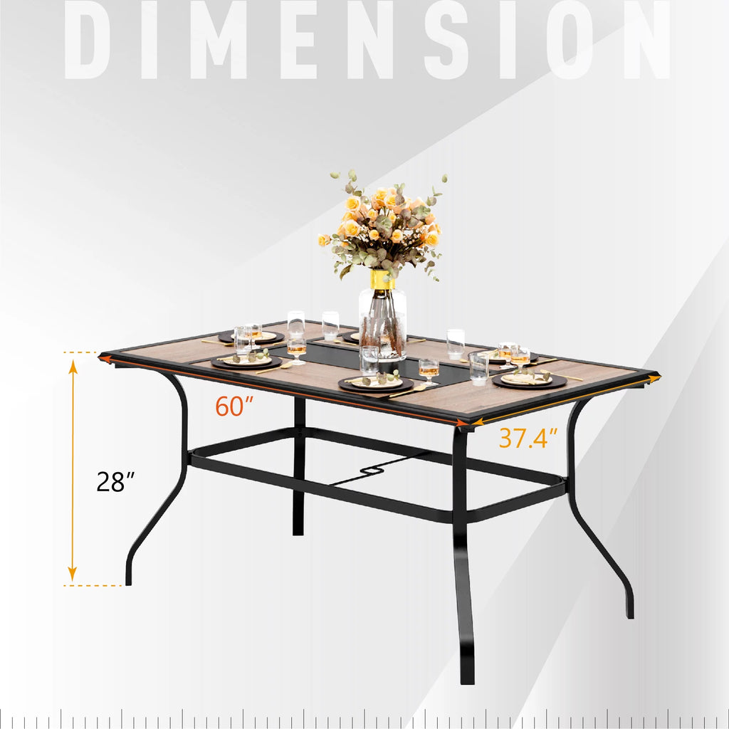 7 Pieces Outdoor Patio Dining Set with Stackable Chairs and Metal Table L82755