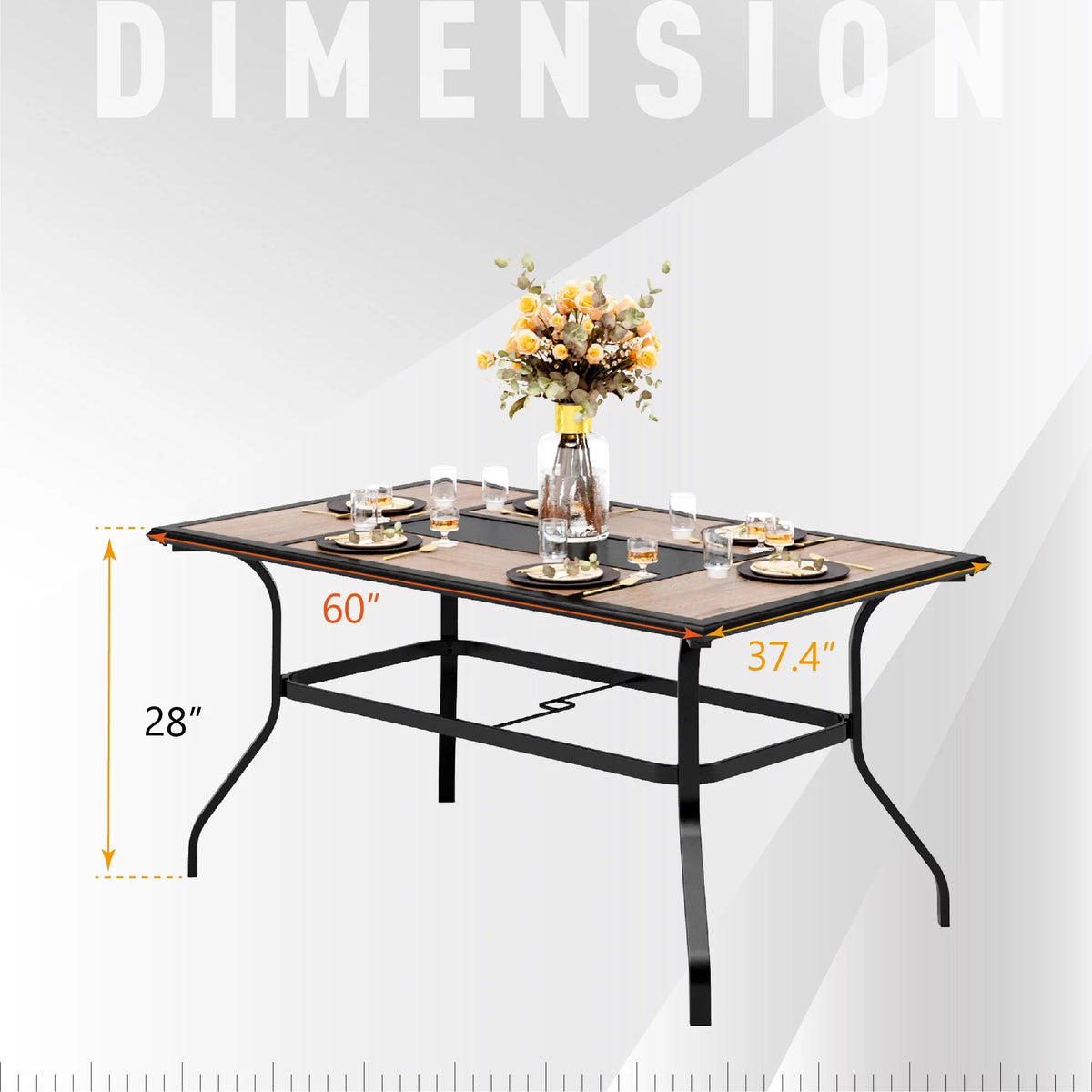 7 Pieces Outdoor Patio Dining Set with Stackable Chairs and Metal Table L82755