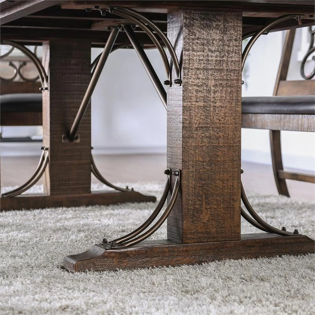 Solid Wood Rectangle Dining Table in Rustic Walnut Y75048