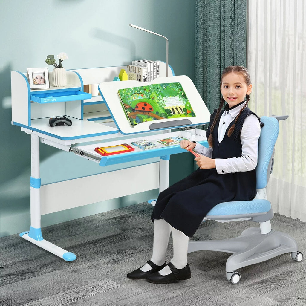 Blue Adjustable Kids Study Desk and Chair Set H9004