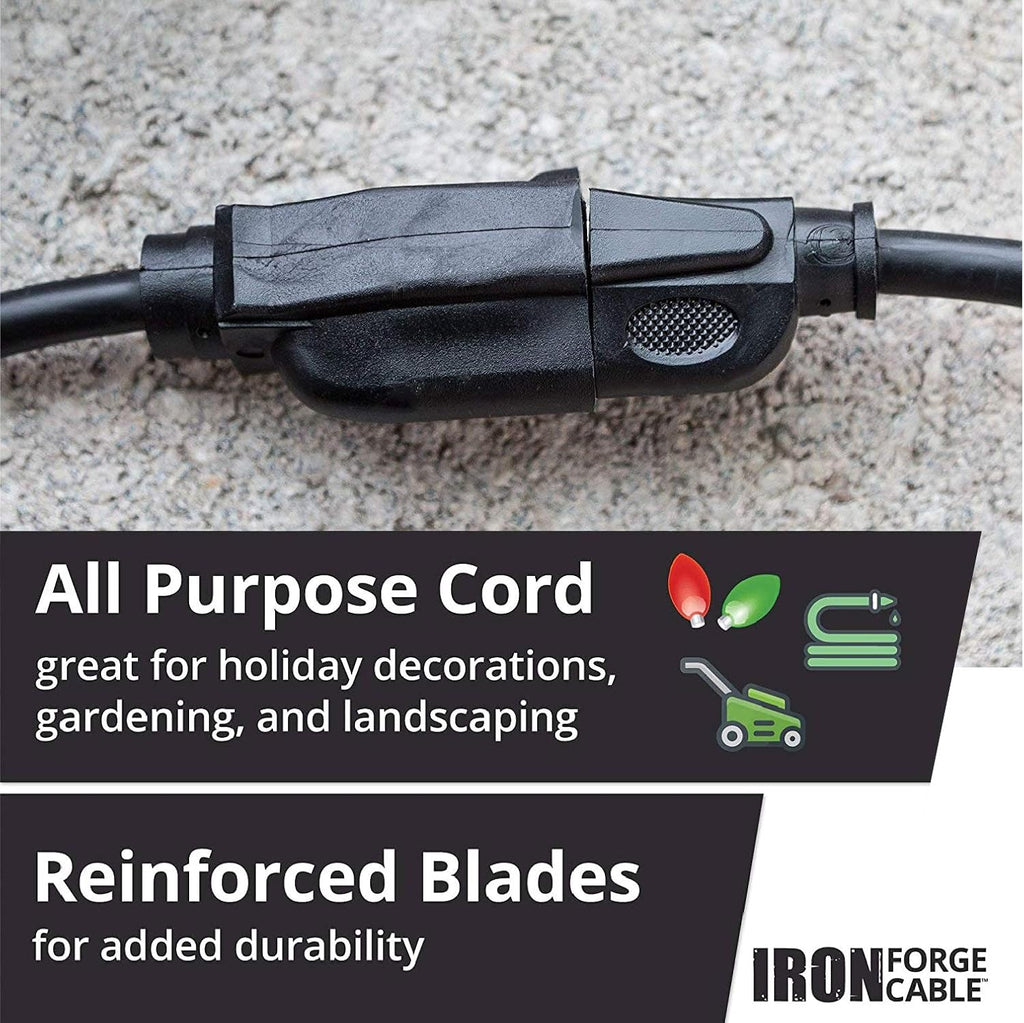 Black 16/3 100 Ft Outdoor Extension Cord with 3 Prong Grounded Plug R5905