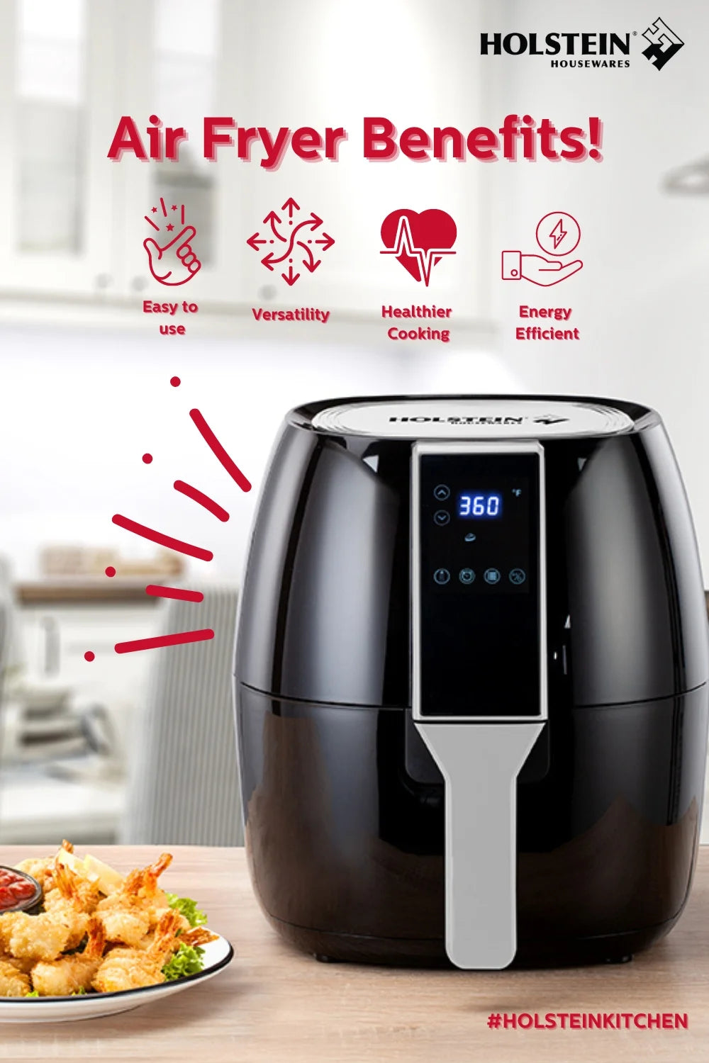 3.7 qt Air Digital Fryer with Touchscreen Control, Black I309