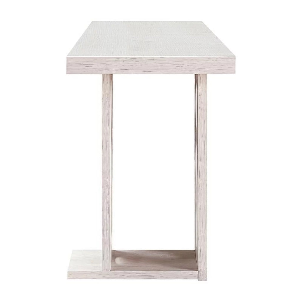 White Oak Wood Floating Bar Table with Wine Rack U10426