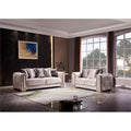 Beige Velvet Fabric 2Pc Living Room Set With Wood X279008