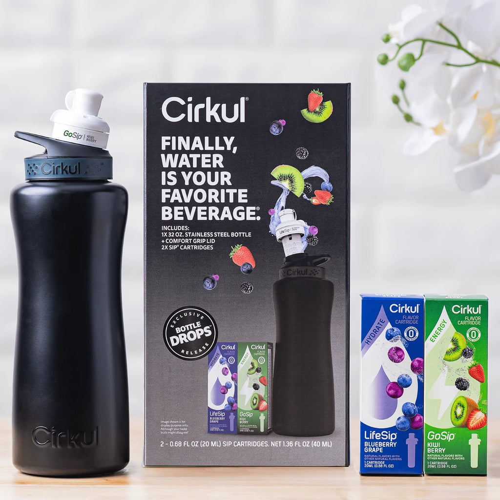 32oz Rose Gold Stainless Steel Water Bottle Starter Kit with Lid and 2 Flavor Cartridges U298