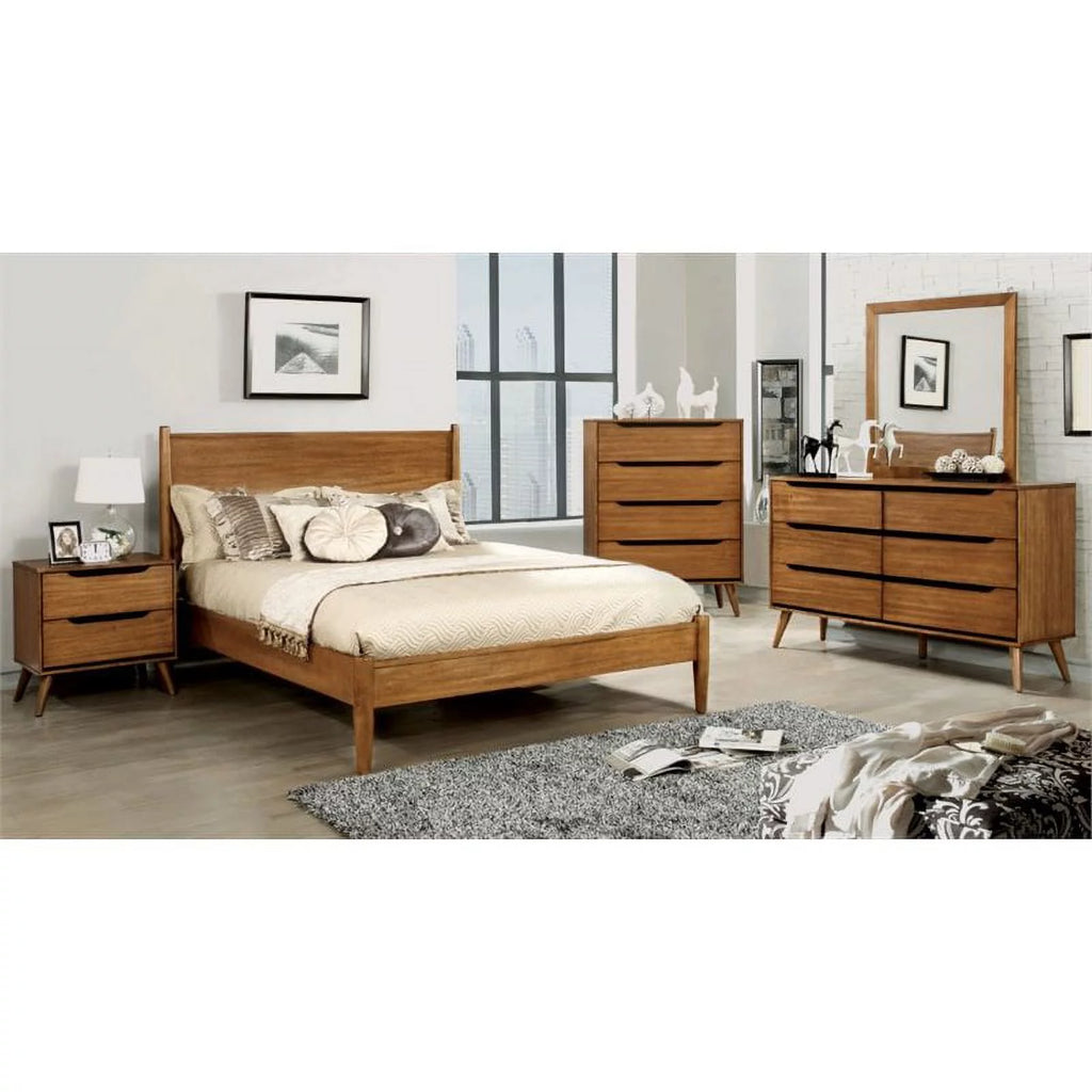 Oak Queen Panel Bed Y354