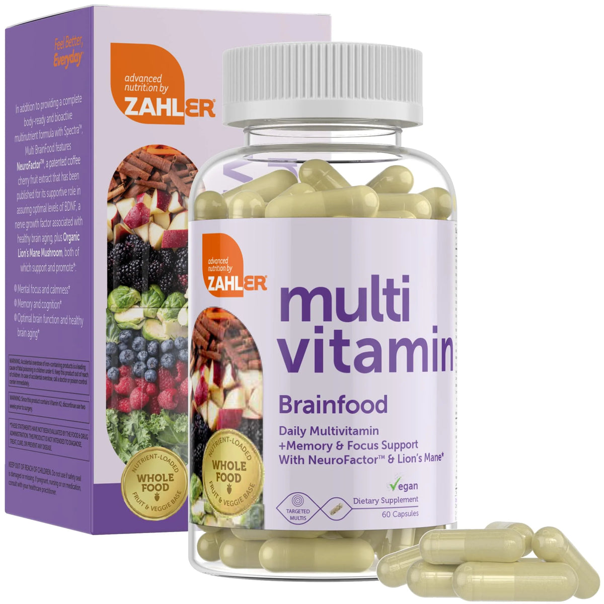 Multivitamin Brain Supplement 60 Count Capsules with Lion's Mane L363