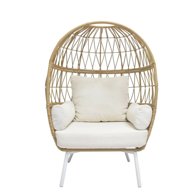 White Wicker Egg Chair G51471