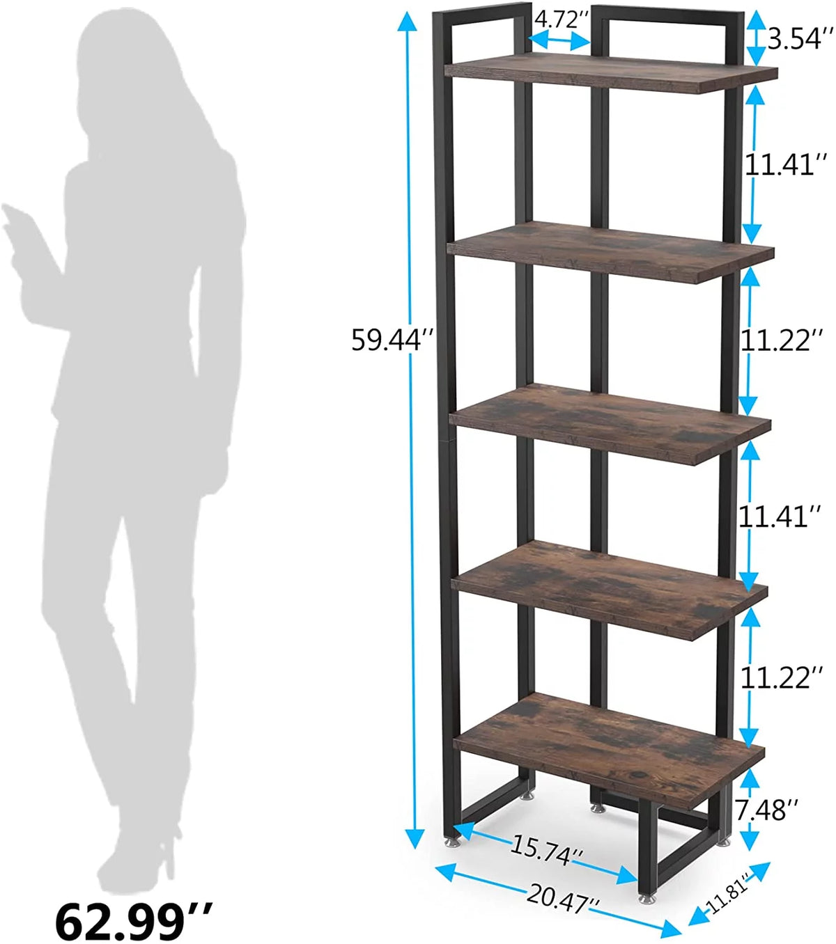 5 Tier Wood Corner Bookshelf A772