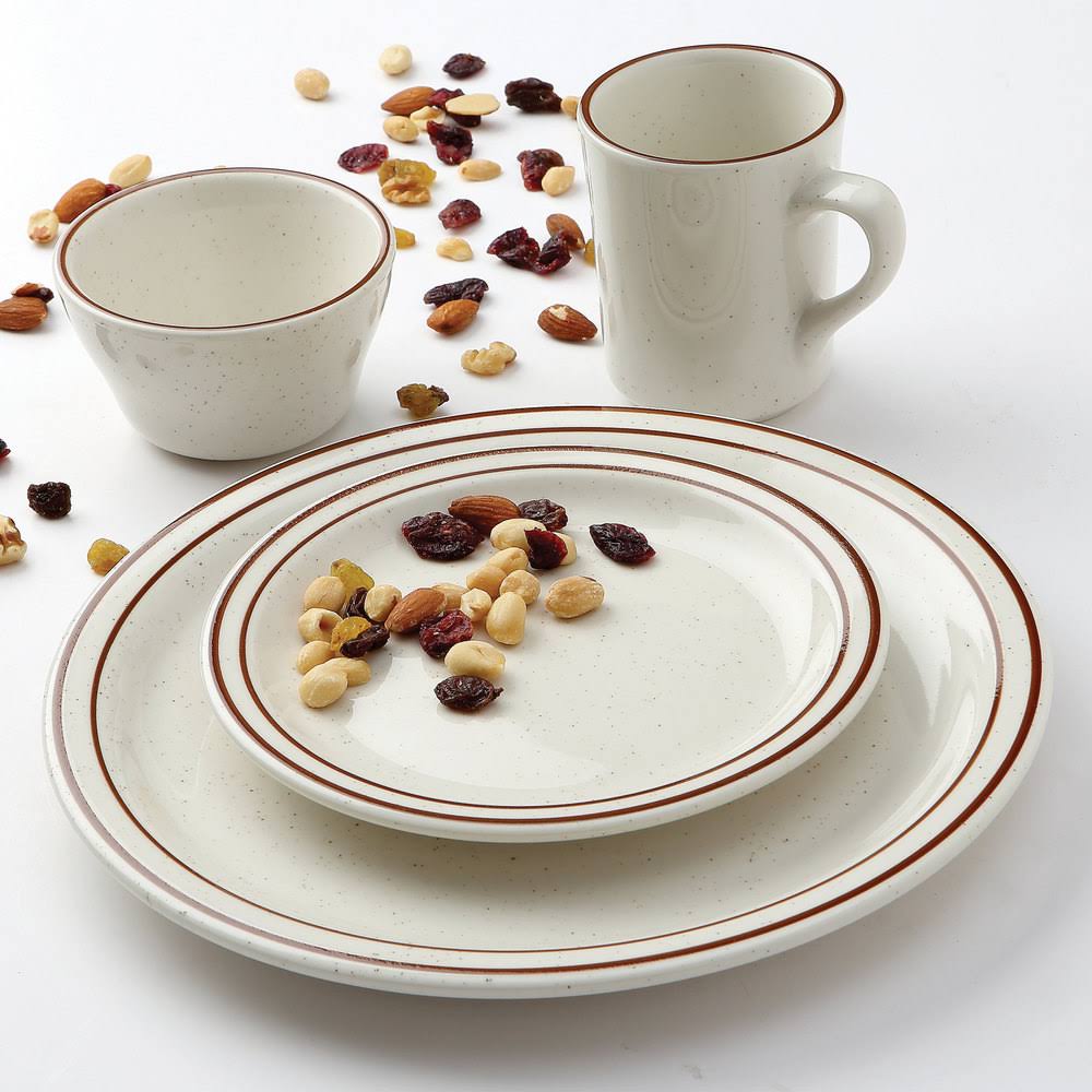 White with Brown Speckle 9 in. Plate M574