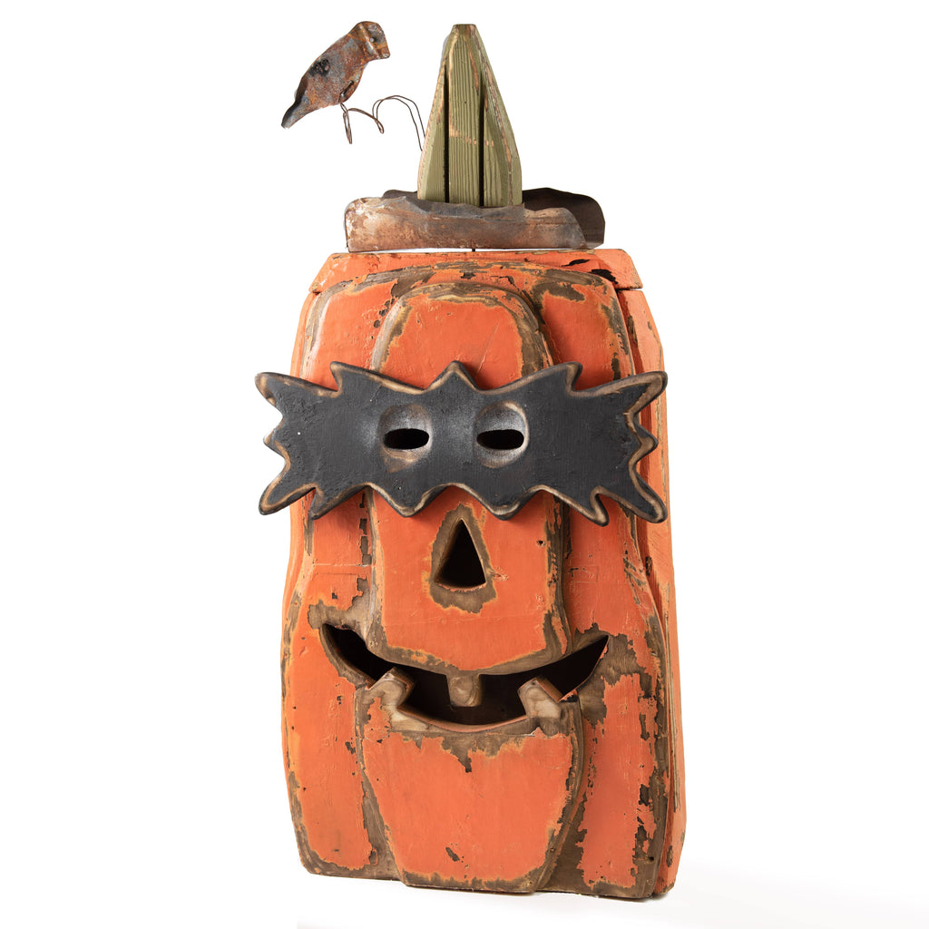 Orange Wooden Pumpkin W903379