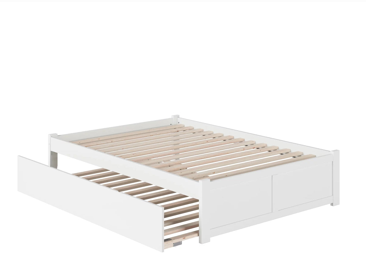 White Full Platform Bed with Trundle C18219