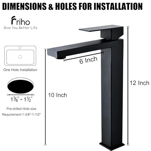 Single Handle Matte Black Tall Bathroom Vessel Sink Faucet F6027