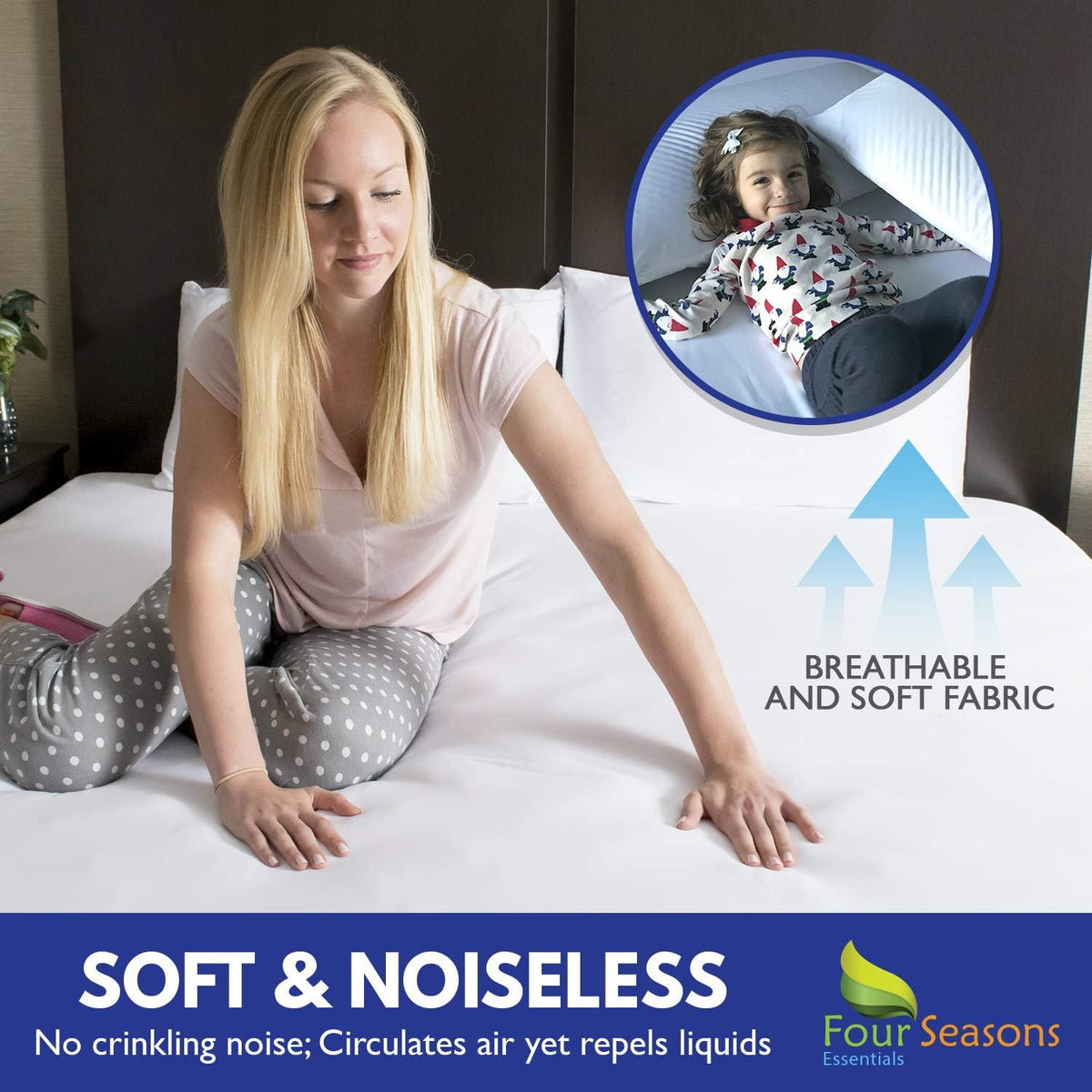Queen Size Zippered Waterproof Cotton Terry Mattress Protector K418