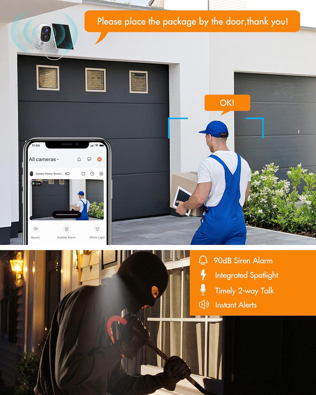 Solar Powered Security Camera Wireless Outdoor WiFi 1080P Color Night Vision with Solar Panel P660