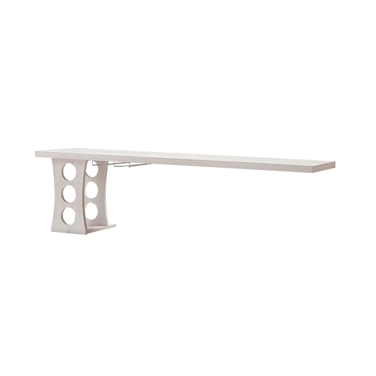 White Oak Wood Floating Bar Table with Wine Rack U10426