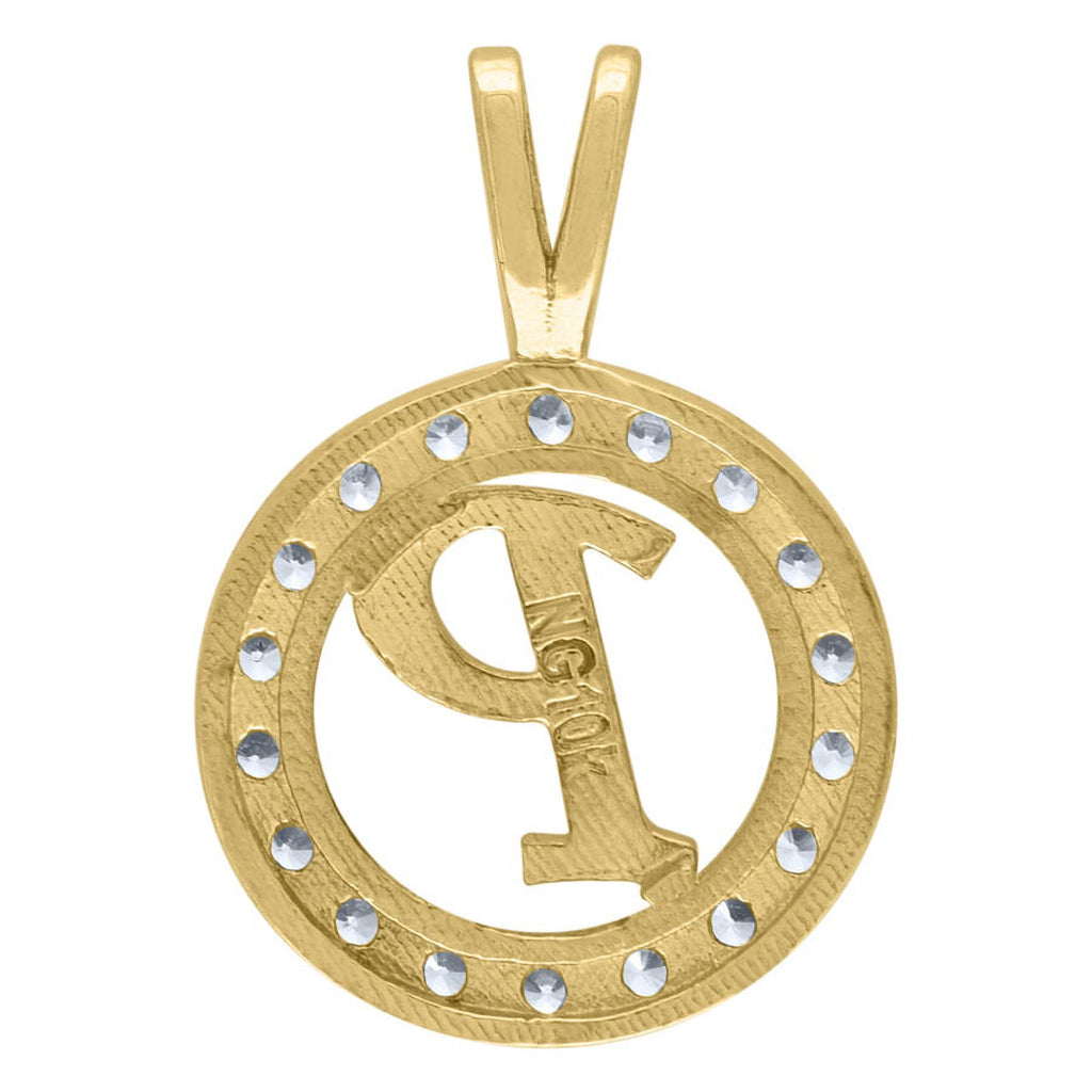 Two Tone Gold CZ Pendant Necklace E468140