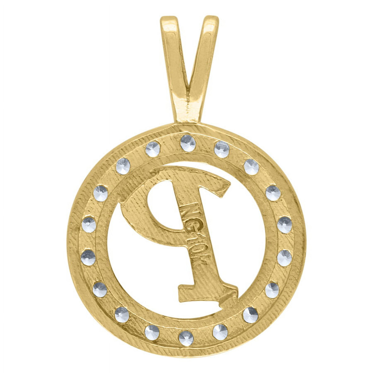 Two Tone Gold CZ Pendant Necklace E468140