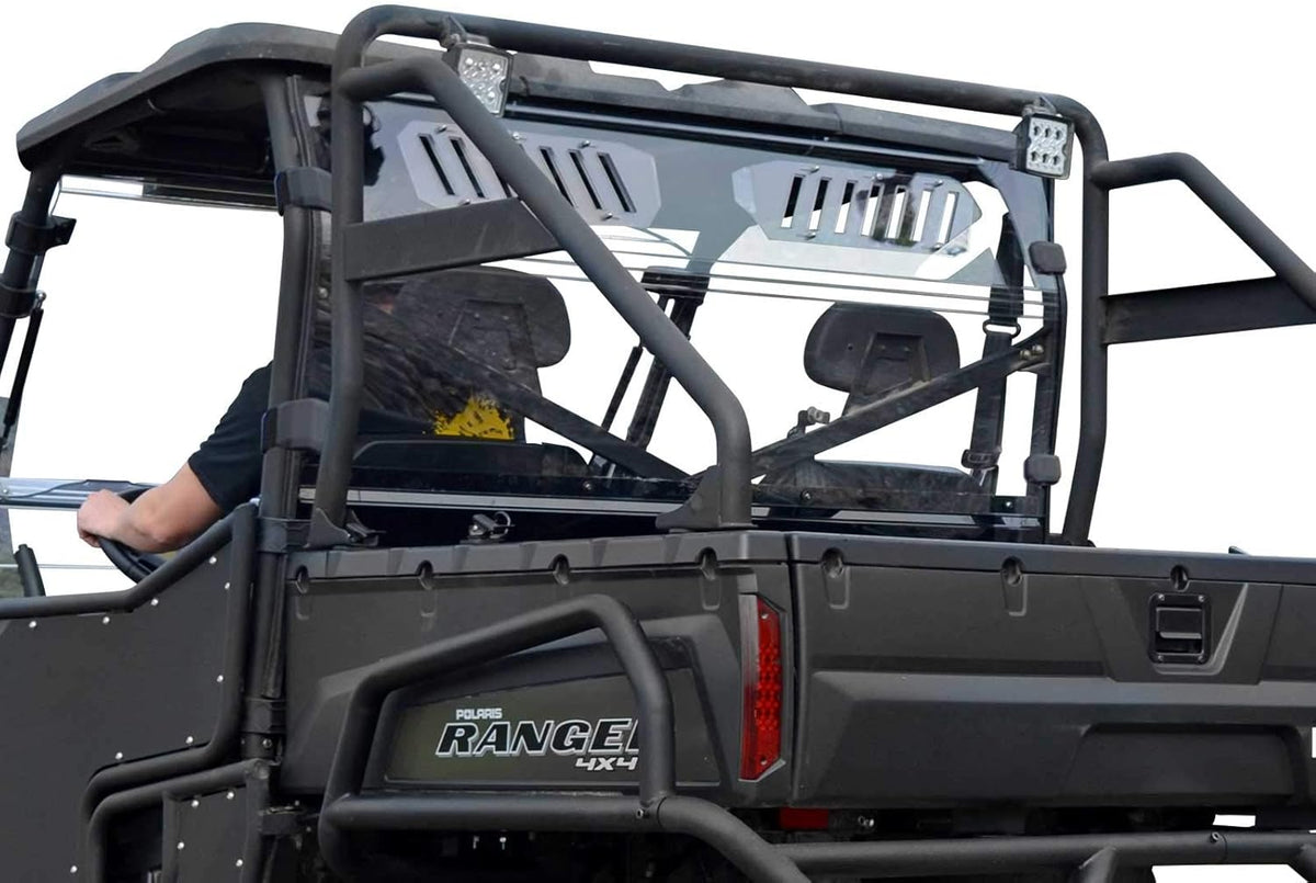 Vented Rear Windshield for Polaris Ranger Full Size 570 / Crew, 1/4” Clear Polycarbonate with Sliding Vents Z97341