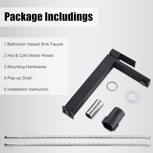 Single Handle Matte Black Tall Bathroom Vessel Sink Faucet F6027