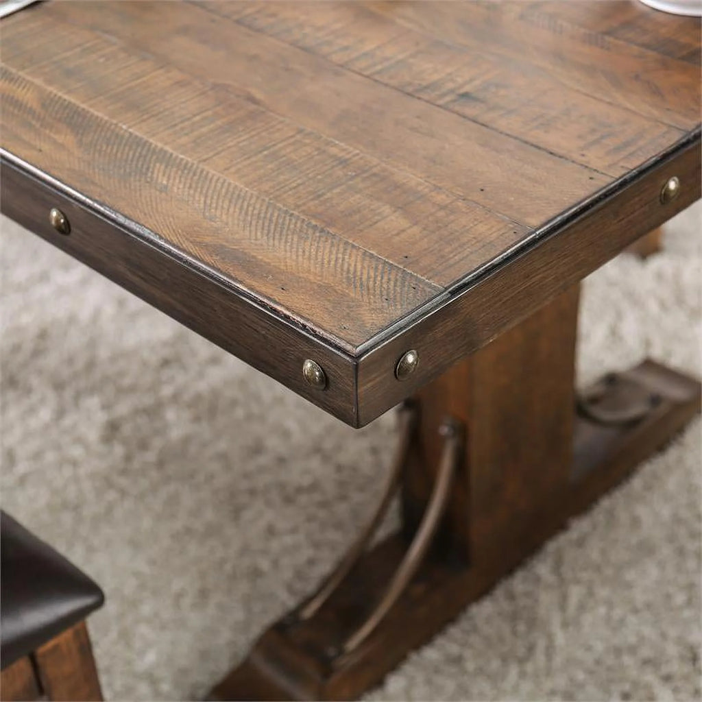 Solid Wood Rectangle Dining Table in Rustic Walnut Y75048