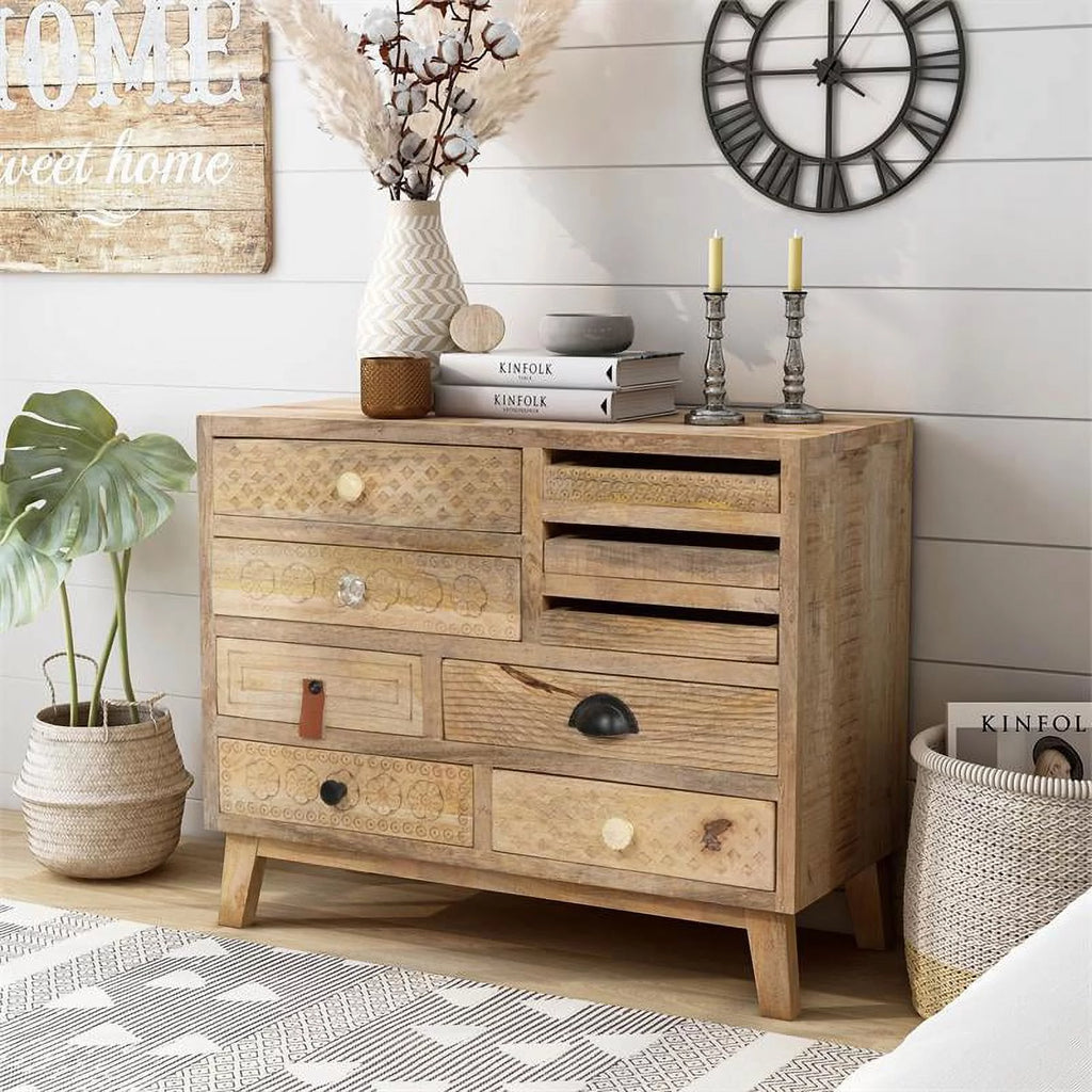 Rustic Wood 9-Drawer Chest I6214