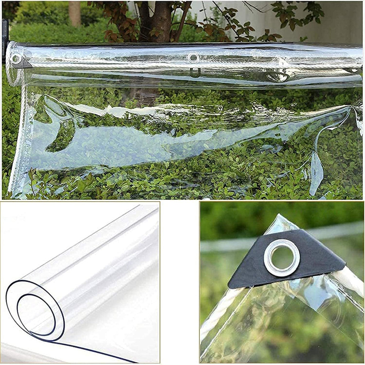 Clear PVC Vinyl Waterproof Tarpaulin Canopy 1.2x2m Q5904