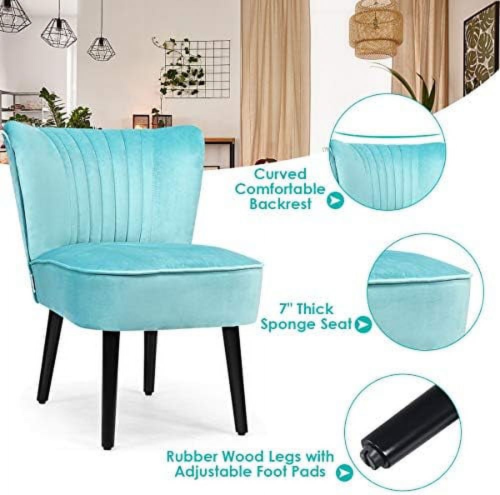 Velvet Accent Chair Set of 2 Armless Curved Backrest Padded Seat J661657