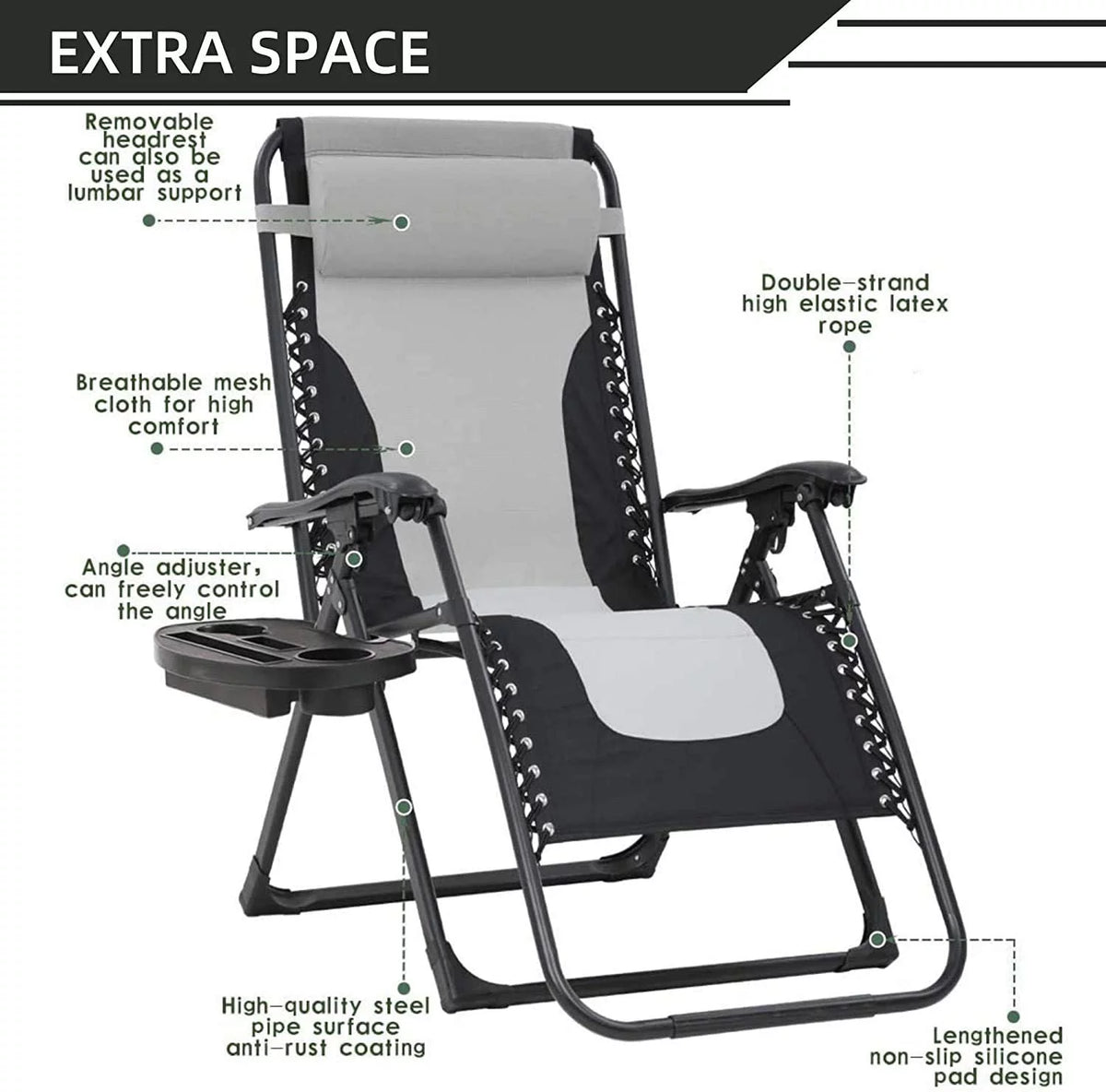 Oversized Zero Gravity Chair with Cup Holder Q450
