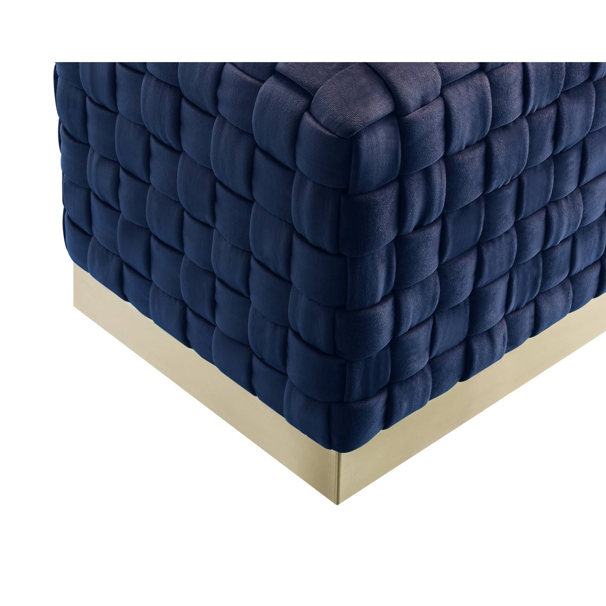 Navy Gold Velvet Cube Ottoman E325
