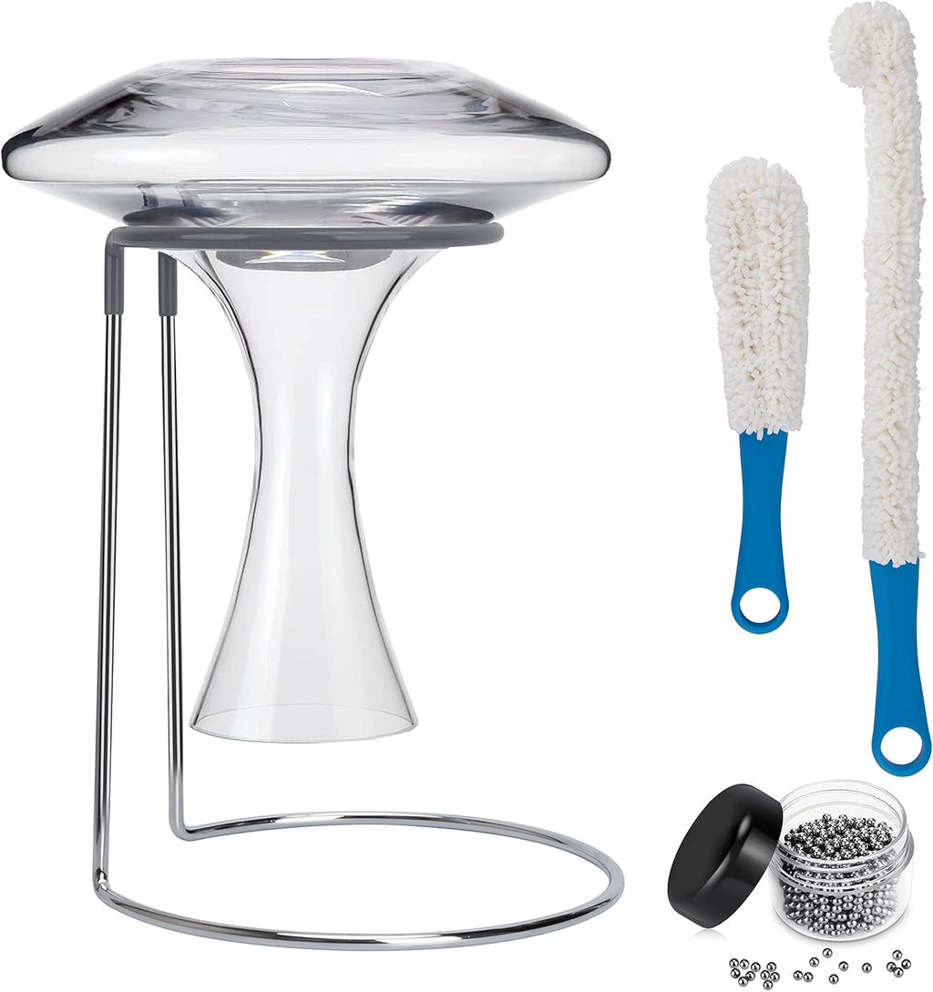 Wine Decanter Drying Stand with Rubber Coated Top, Includes Cleaning Brush and Decanter Cleaning Beads Pack of 2 Y294