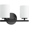 2 Light Textured Black Etched Glass Bath Vanity Light A14530